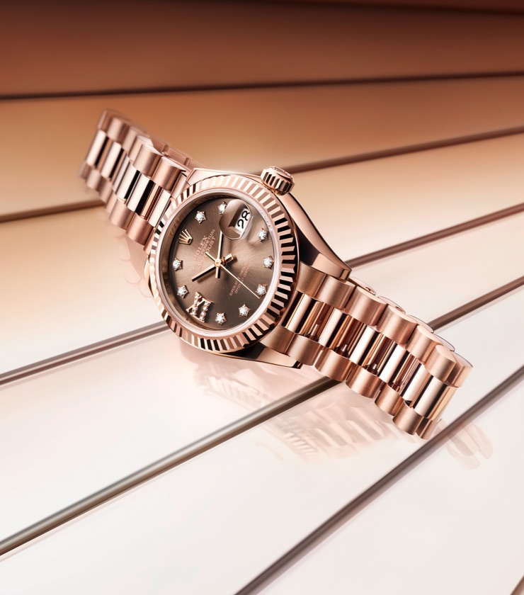 The Rolex Lady-Datejust uses exclusive materials